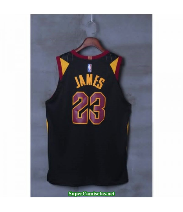 Camiseta 2018 James 23 negra rayas Cleveland Cavaliers