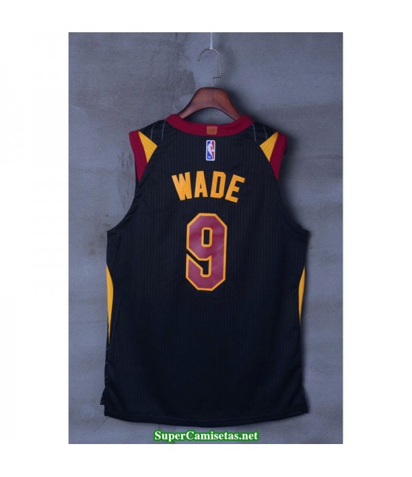 Camiseta Wade 9 negra rayas Cleveland Cavaliers 2018