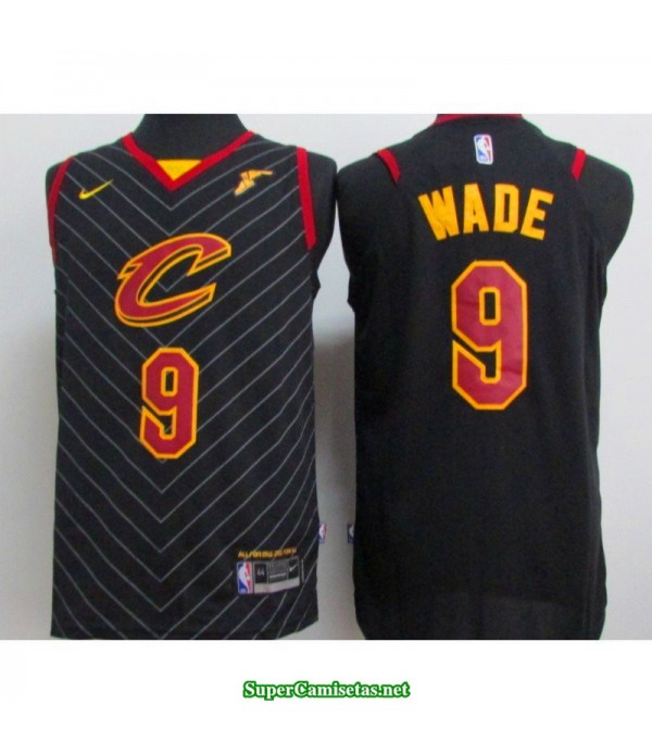 Camiseta Wade 9 negra rayas Cleveland Cavaliers 2018