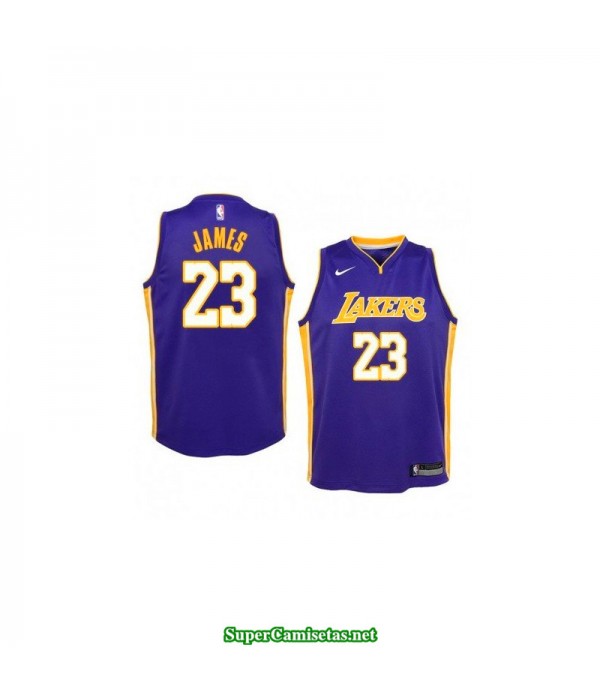 Camiseta Niños 2018 Lebron James 23 morada Angeles Lakers