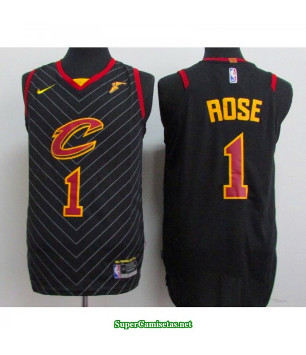 Camiseta 2018 Rose 1 negra rayas Cleveland Cavaliers