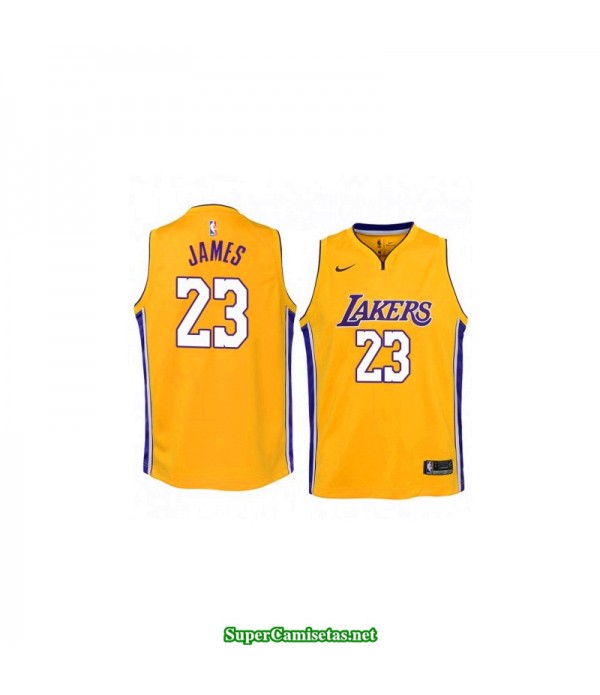 Camiseta Niños 2018 Lebron James 23 amarilla Angeles Lakers