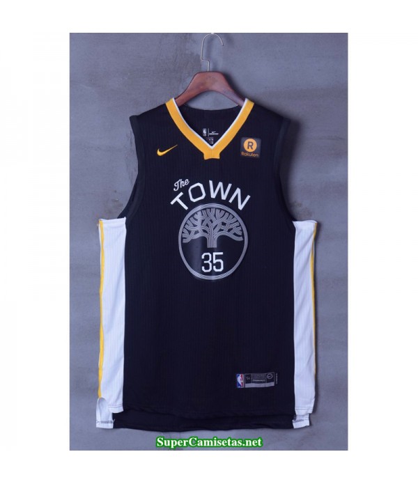 Camiseta 2018 Kevin Durant 35 negra Golden State Warriors town