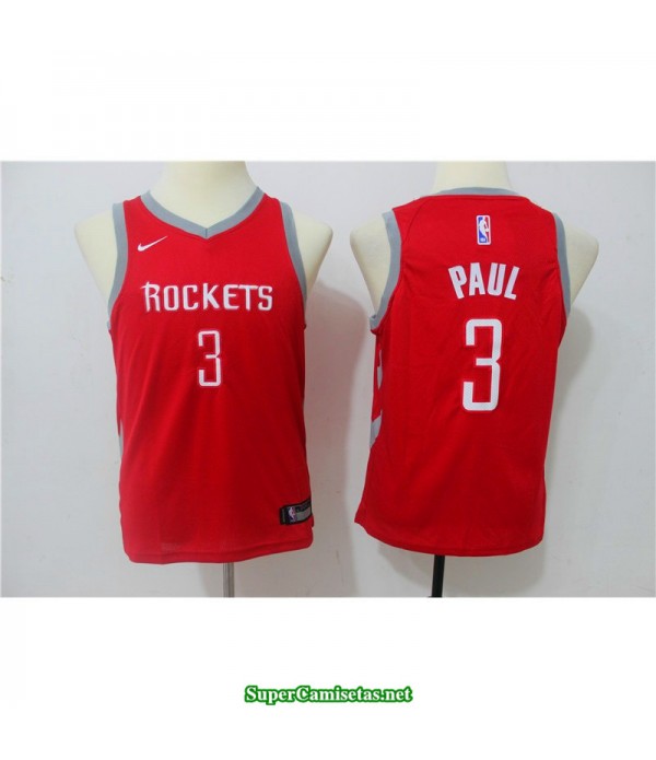 Camiseta NIÑOS Paul 3 Houston Rocket roja 2018