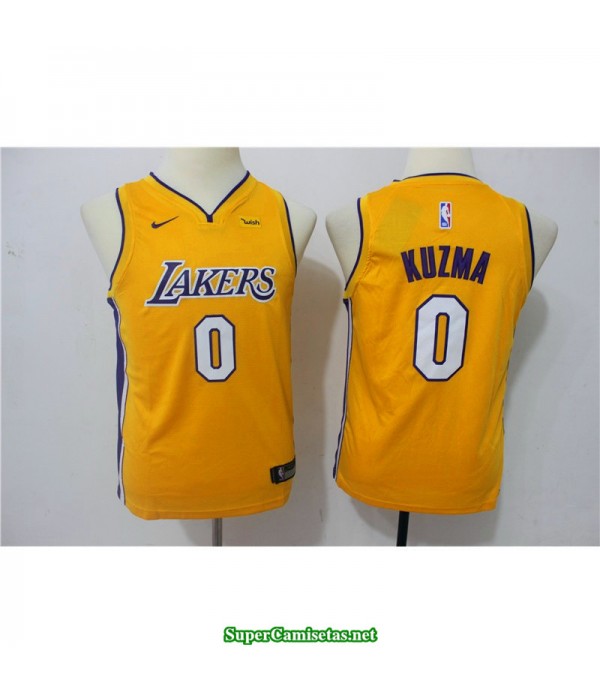 Camiseta NIÑOS Kuzma 0 Angeles Lakers amarilla 2018