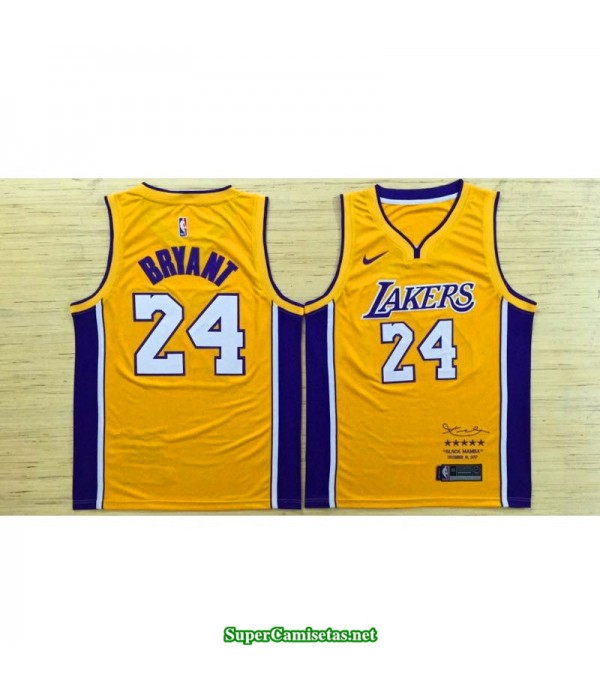 Camiseta Kobe Bryant 24 amarilla Angeles Lakers