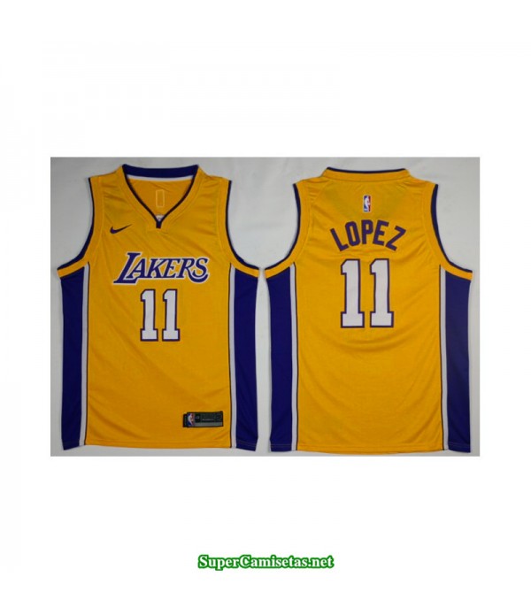 Camiseta Lopez 11 amarilla Angeles Lakers
