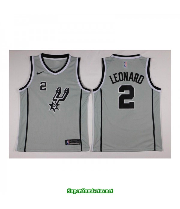 Camiseta 2018 Leonard 2 gris San Antonio Spurs