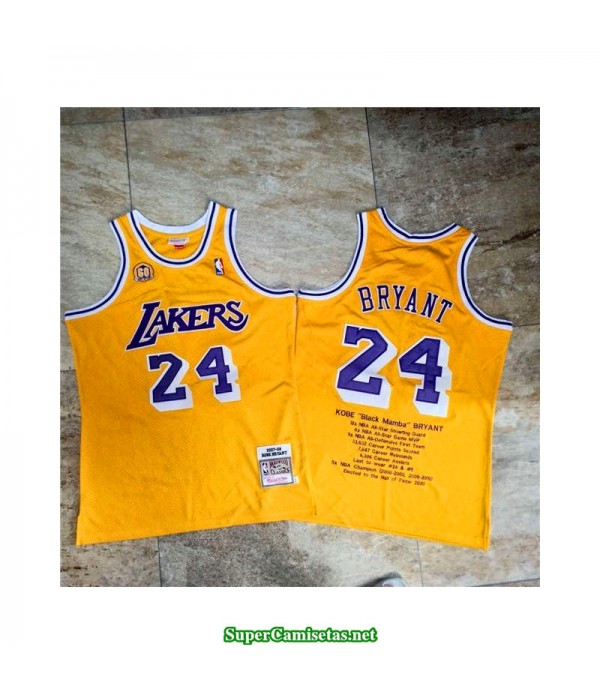 Camiseta Kobe Bryant 24 amarilla Angeles Lakers Mamba