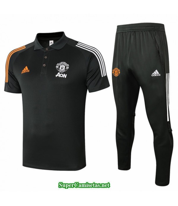 Tailandia Camiseta Kit De Entrenamiento Manchester United Polo Gris Oscuro 2020