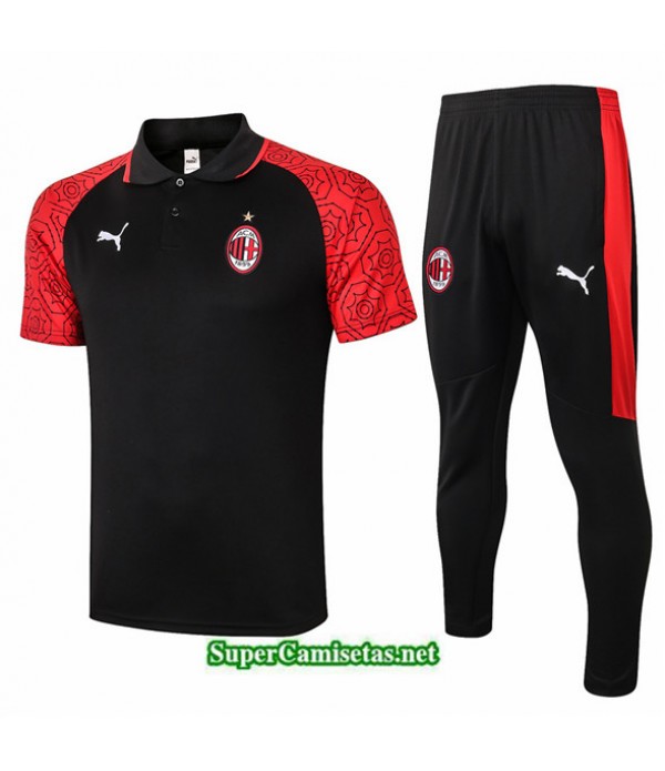 Tailandia Camiseta Kit De Entrenamiento Ac Milan Polo Negro/rojo 2020/21