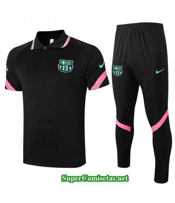 Tailandia Camiseta Kit De Entrenamiento Barcelona Polo Negro 2020/21