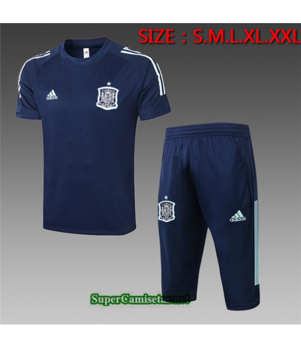 Tailandia Camiseta Kit De Entrenamiento España 3/4 Azul Oscuro 2020/21