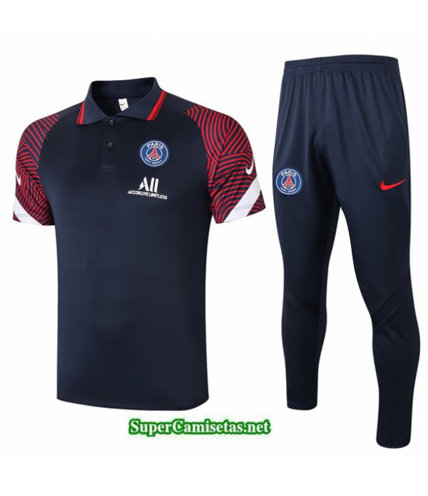 Tailandia Camiseta Kit De Entrenamiento Psg Polo Azul Oscuro/rojo 2020/21