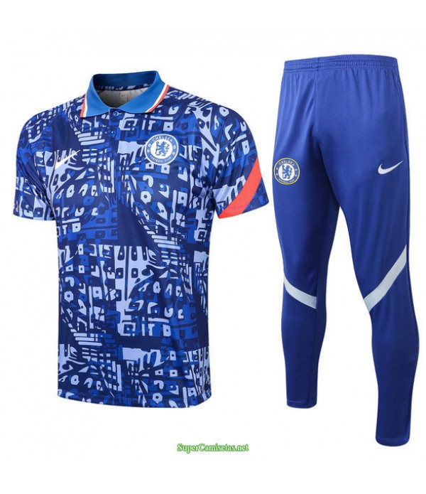 Tailandia Camiseta Kit De Entrenamiento Chelsea Polo Azul 2021