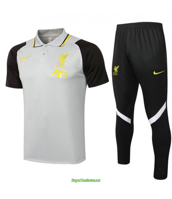 Tailandia Camiseta Kit De Entrenamiento Liverpool Polo Gris Claro 2021