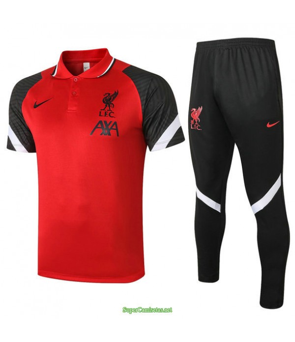 Tailandia Camiseta Kit De Entrenamiento Liverpool Polo Rojo/negro 2021