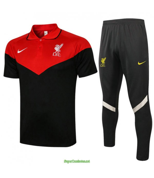 Tailandia Camiseta Kit De Entrenamiento Liverpool Polo Rojo/negro 2021