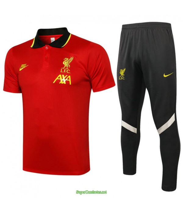 Tailandia Camiseta Kit De Entrenamiento Liverpool Polo Rojo/negro 2021