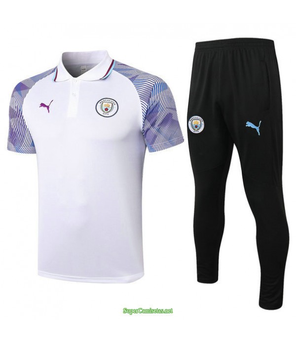 Tailandia Camiseta Kit De Entrenamiento Manchester City Polo Blanco 2021