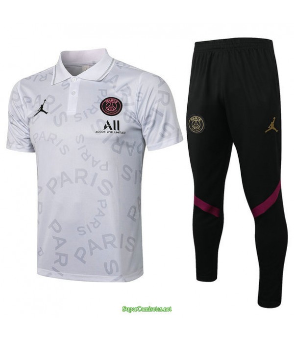 Tailandia Camiseta Kit De Entrenamiento Psg Jordan Polo Blanco 2021