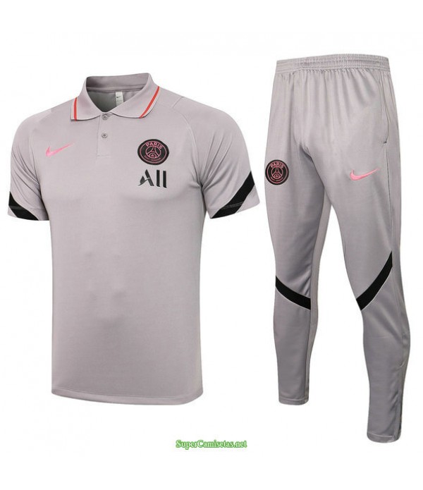 Tailandia Camiseta Kit De Entrenamiento Psg Polo Gris Claro 2021