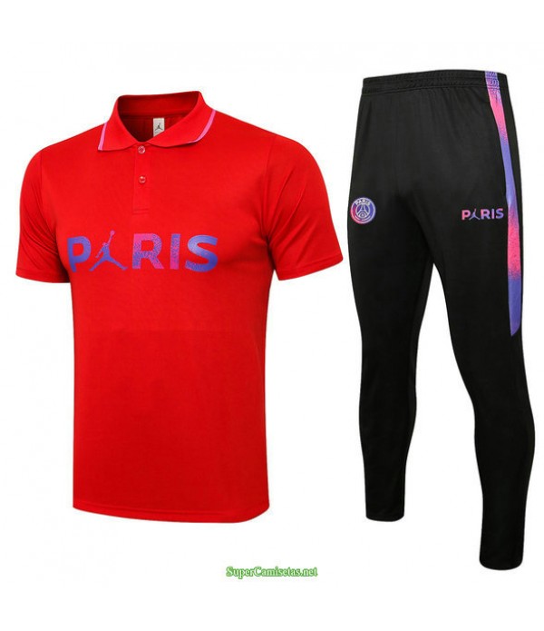 Tailandia Camiseta Kit De Entrenamiento Paris Psg Jordan Polo Rojo 2021