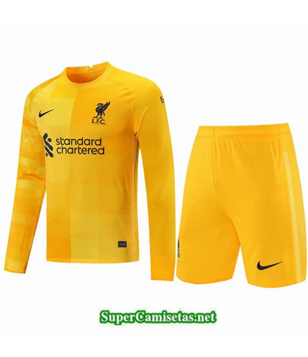Tailandia Portero Equipacion Camiseta Liverpool Manga Larga Amarillo 2021 2022