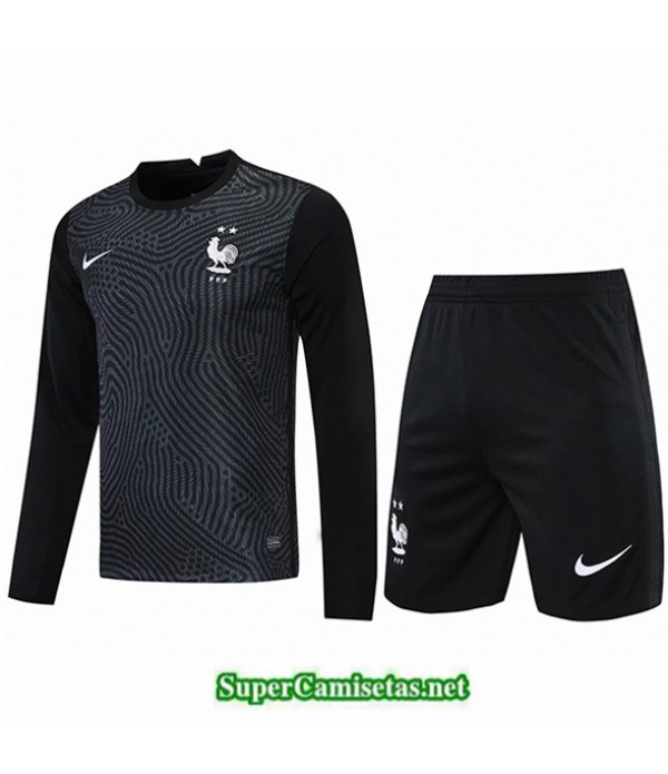 Tailandia Portero Equipacion Kit De Camiseta France Negro Manga Larga 2021 2022
