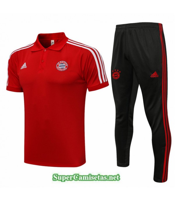 Tailandia Camiseta Kit De Entrenamiento Bayern Munich Polo Rojo/blanco 2021/22