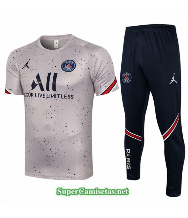Tailandia Camiseta Kit De Entrenamiento Jordan Psg Gris Claro 2021/22