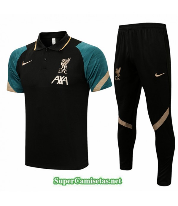 Tailandia Camiseta Kit De Entrenamiento Liverpool Polo Negro 2021/22
