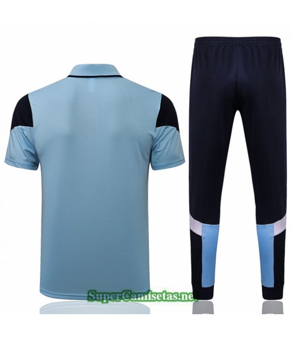 Tailandia Camiseta Kit De Entrenamiento Manchester City Polo Azul Claro 2021/22