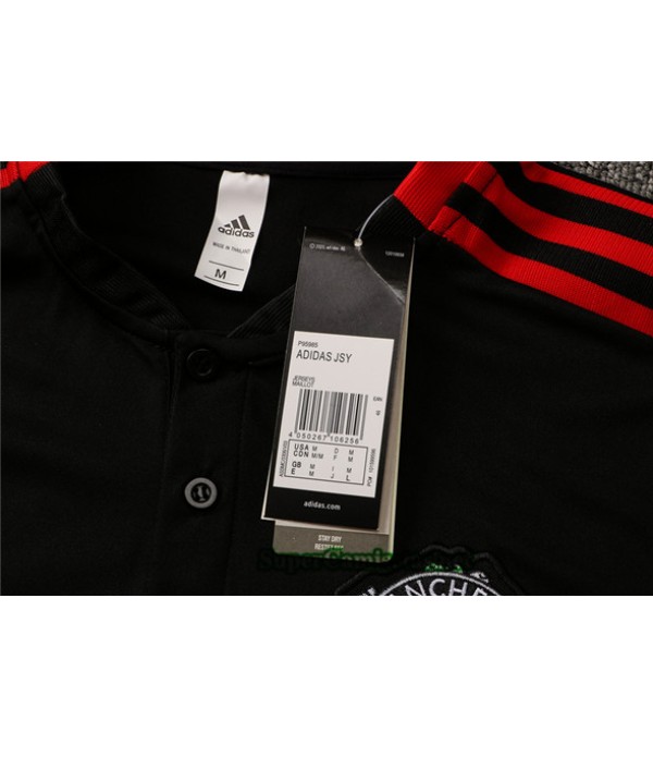 Tailandia Camiseta Kit De Entrenamiento Manchester United Polo Negro 2021/22
