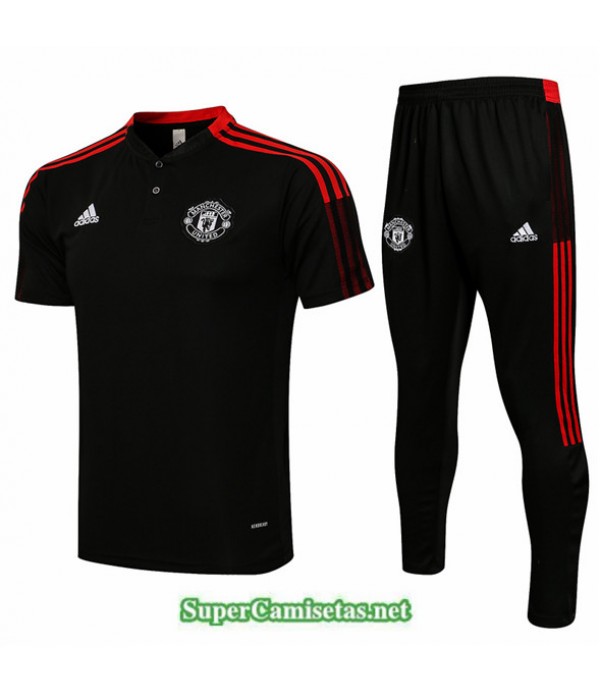 Tailandia Camiseta Kit De Entrenamiento Manchester United Polo Negro 2021/22