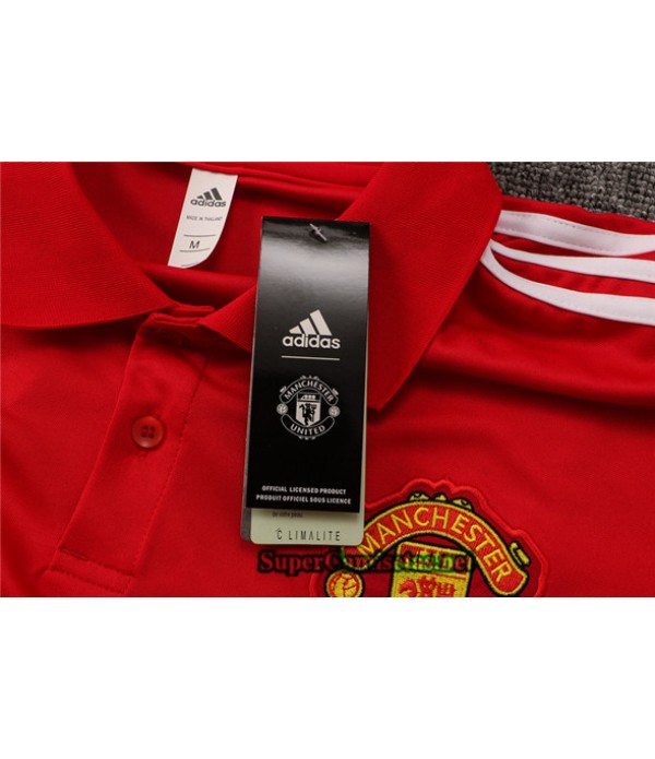 Tailandia Camiseta Kit De Entrenamiento Manchester United Polo Rojo/blanco 2021/22