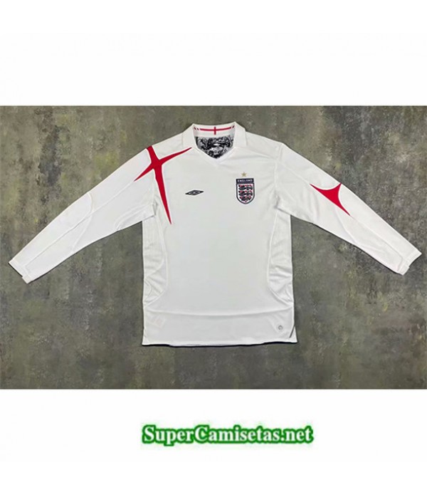 Tailandia Prima Equipacion Camiseta Inglaterra Hombre Manga Larga Blanco 2006