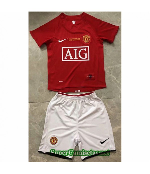 Tailandia Prima Equipacion Camiseta Manchester United Enfant Hombre 2007 08