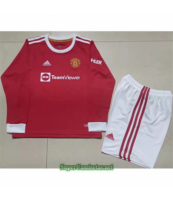 Tailandia Prima Equipacion Camiseta Manchester United Enfant Manica Lunga 2021/22