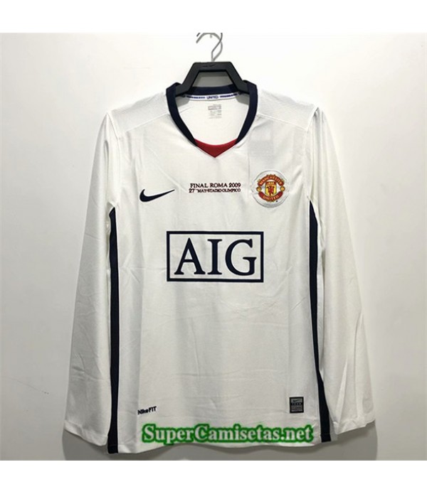 Tailandia Seconda Equipacion Camiseta Manchester United Hombre Manga Larga 2008 09