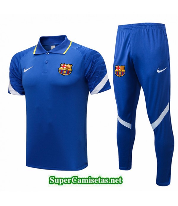 Tailandia Camiseta Kit De Entrenamiento Barcelona Polo Azul 2021