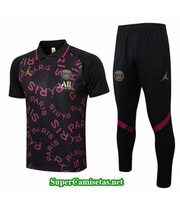 Tailandia Camiseta Kit De Entrenamiento Jordan Psg Polo Negro/violeta 2021