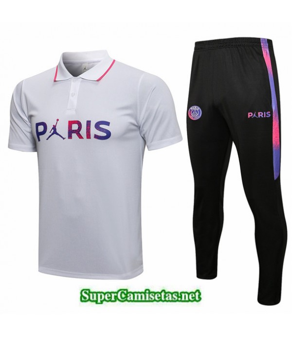 Tailandia Camiseta Kit De Entrenamiento Jordan Psg Paris Polo Blanco 2021