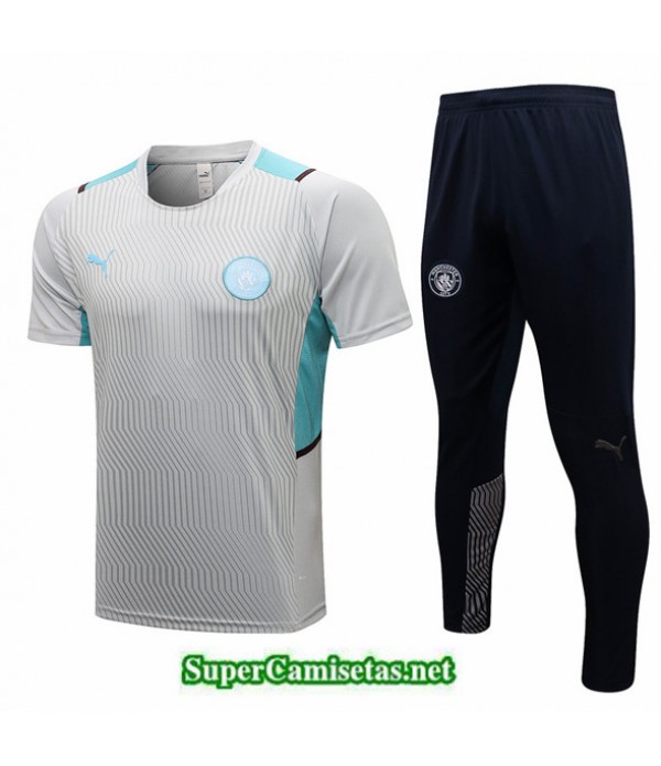 Tailandia Camiseta Kit De Entrenamiento Manchester City Gris Claro 2021