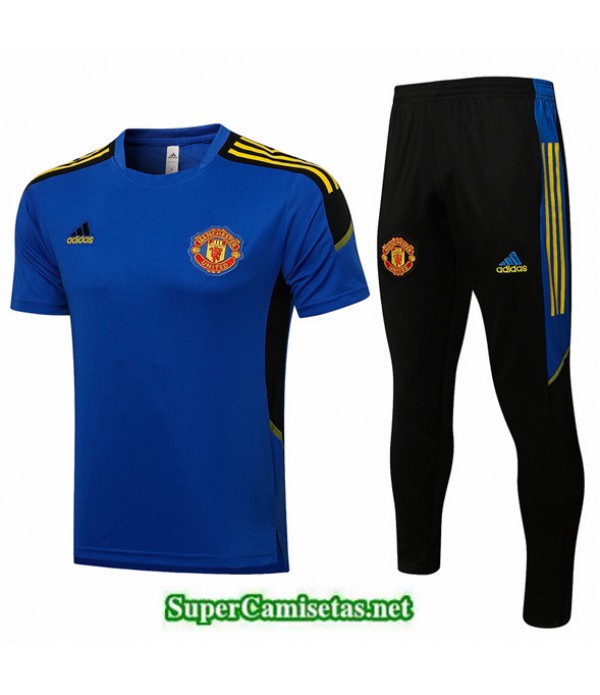 Tailandia Camiseta Kit De Entrenamiento Manchester United Liga De Campeones Azul 2021