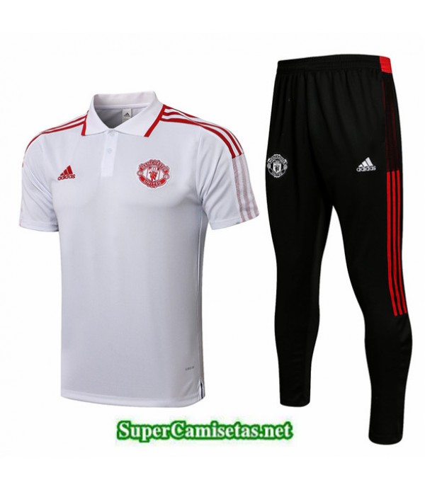 Tailandia Camiseta Kit De Entrenamiento Manchester United Polo Blanco/rojo 2021