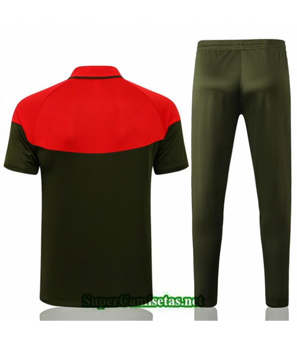 Tailandia Camiseta Kit De Entrenamiento Portugal Polo Negro/ Rojo 2021
