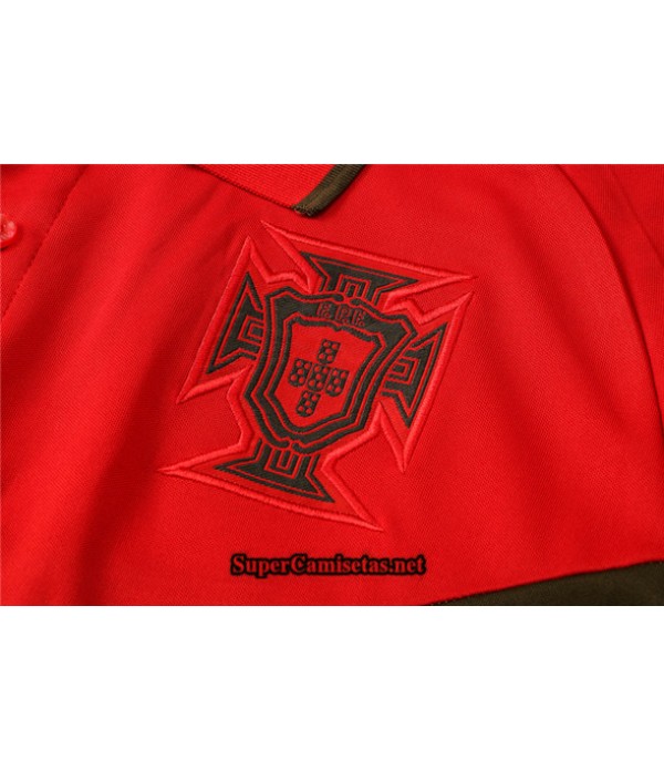 Tailandia Camiseta Kit De Entrenamiento Portugal Polo Negro/ Rojo 2021