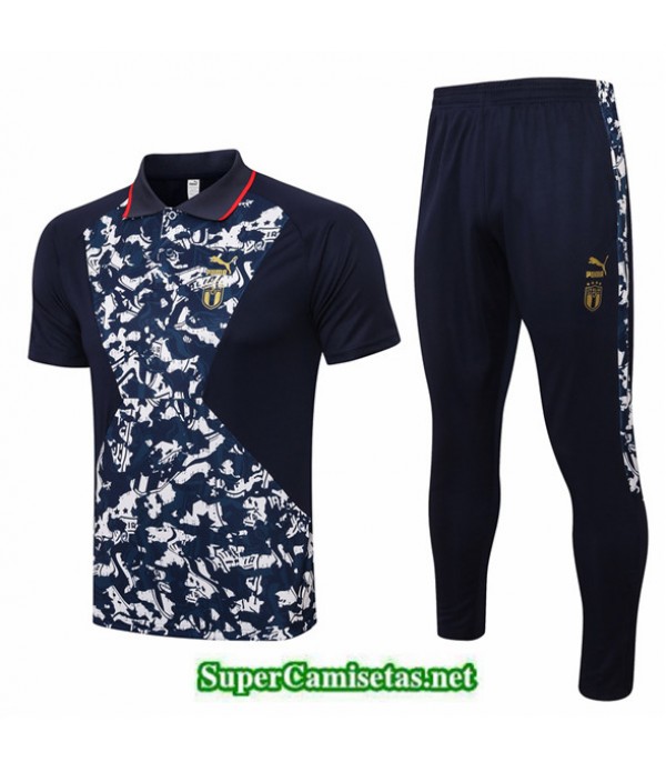 Tailandia Camiseta Kit De Entrenamiento Italia Polo Azul Marino 2021/22