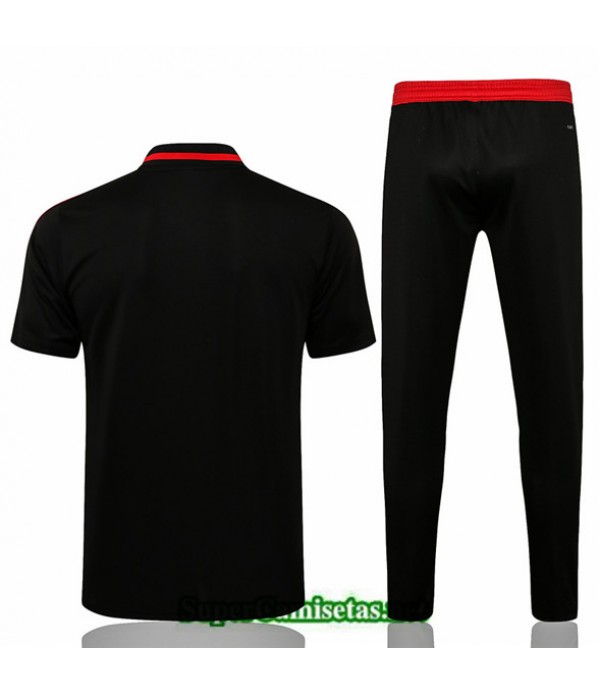 Tailandia Camiseta Kit De Entrenamiento Manchester United Polo Negro/rojo 2021/22